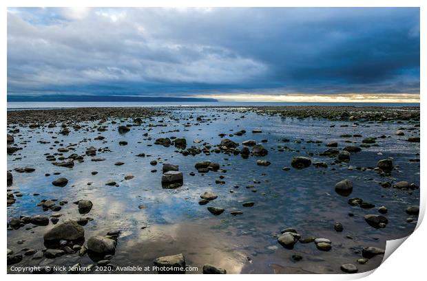 Evening Beach Scene at Llantwit Major South Wales Print by Nick Jenkins