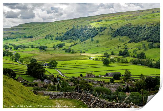 Looking down Upper Wharfedale Yorkshire Dales Print by Nick Jenkins