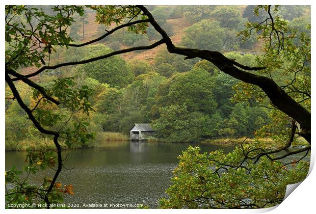 The Boathouse on Rydal Water Lake District Cumbria Print by Nick Jenkins
