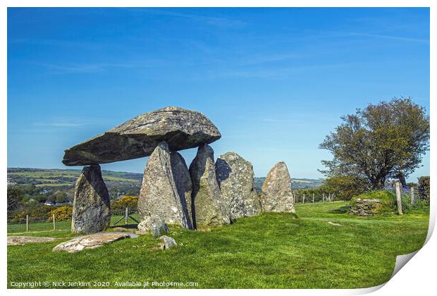 Pentre Ifan Megalithic Burial Chamber Preseli Hill Print by Nick Jenkins