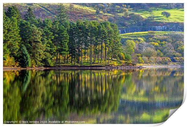 Pontsticill Reservoir Reflections Brecon Beacons  Print by Nick Jenkins