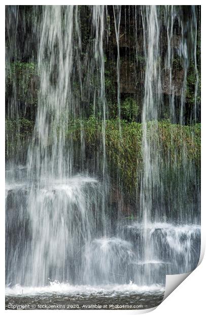 The lower section of the Upper Ddwli Waterfall  Print by Nick Jenkins