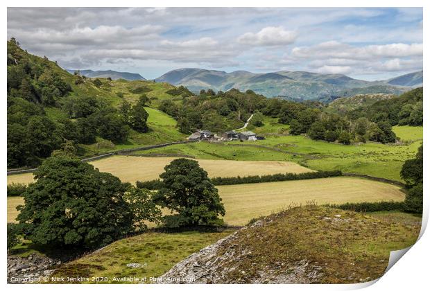 Tilberthwaite Valley Lake District in Summer Print by Nick Jenkins