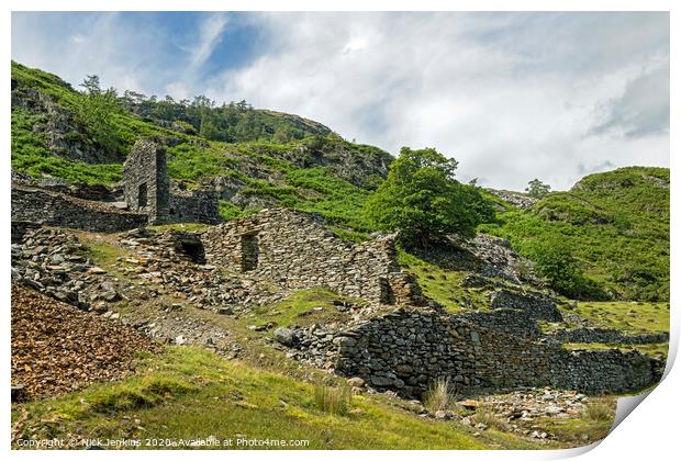 Tilberthwaite Slate Quarry Ruins Lake District Print by Nick Jenkins