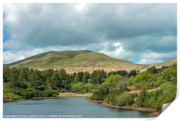 Across Lower Neuadd Reservoir to Cribyn Beacons  Print by Nick Jenkins