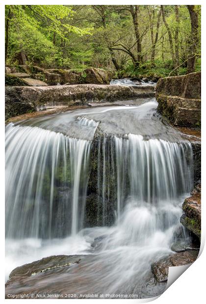 The Taff Fechan Waterfall in May Brecon Beacons Print by Nick Jenkins