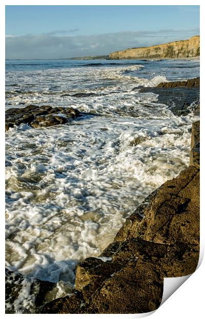 West from Nash Point Beach Glamorgan Coast Wales Print by Nick Jenkins