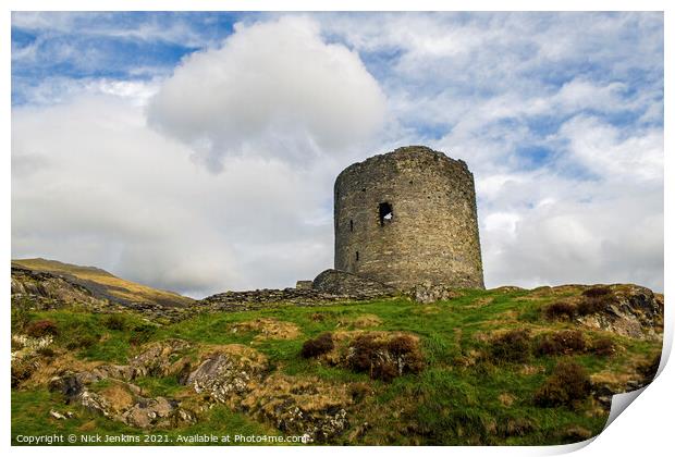 Dolbadarn Castle Tower Llanberis Gwynedd Print by Nick Jenkins