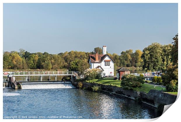 Weir at Goring on Thames South Oxfordshire  Print by Nick Jenkins
