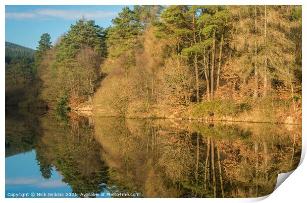 Clydach Reservoir Llanwonno Forest Rhondda Fawr  Print by Nick Jenkins