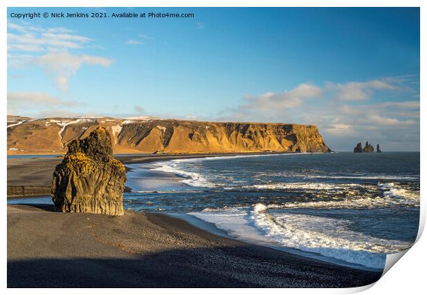 Reynisfjarar Beach on Iceland's South Coast  Print by Nick Jenkins
