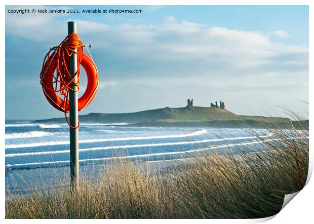 Lifebuoy on Embleton Bay Northumberland Coast Print by Nick Jenkins
