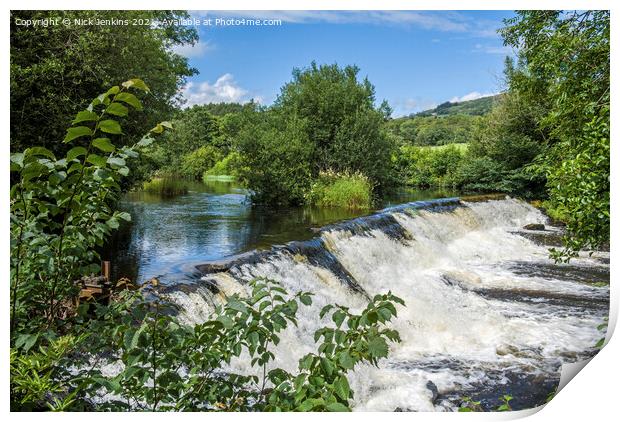 The weir on the River Kent at Staveley in the Lake Print by Nick Jenkins