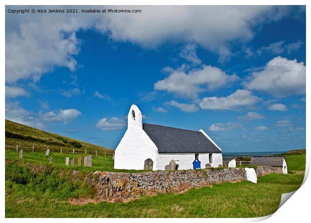 Church of the Holy Cross Mwnt Ceredigion  Print by Nick Jenkins