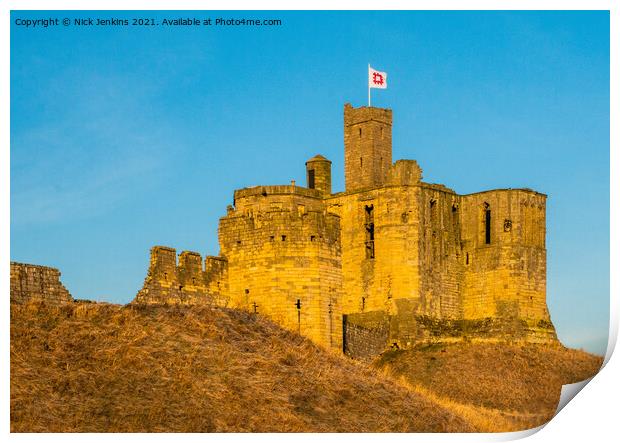 Warkworth Castle from Amble Harbour Northumberland Print by Nick Jenkins