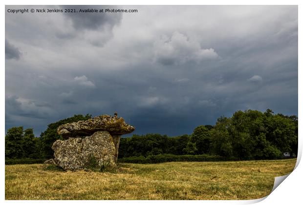 St Lythans Burial Chamber Vale of Glamorgan south  Print by Nick Jenkins