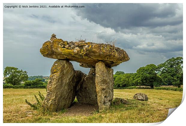 St Lythans Burial Chamber Vale of Glamorgan Cardif Print by Nick Jenkins