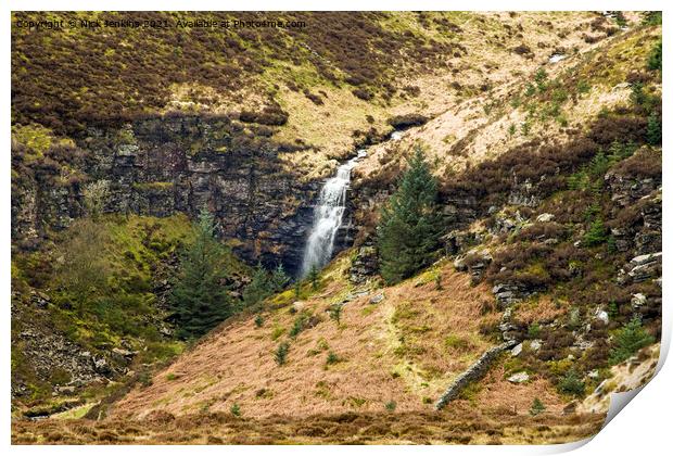 Rhondda Fawr Waterfall top end of the valley Print by Nick Jenkins