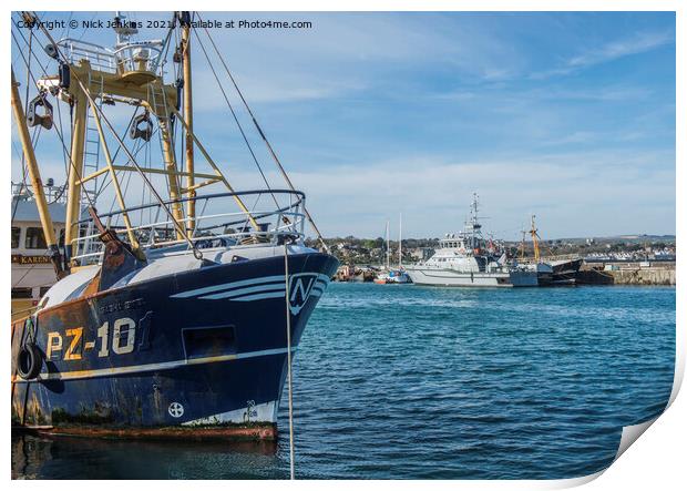 Newlyn Harbour and Fishing Boat Cornwall  Print by Nick Jenkins