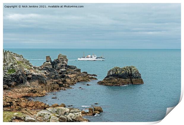 The Scillonian passing Peninnis Headland  Print by Nick Jenkins