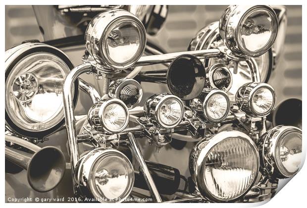 Scooter lights from a Vintage Vespa Print by gary ward