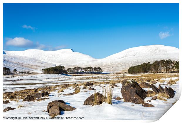 Brecon Beacons in the Snow Print by Heidi Stewart