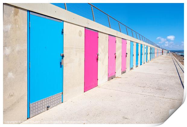 Milford On Sea Beach Huts Print by Heidi Stewart