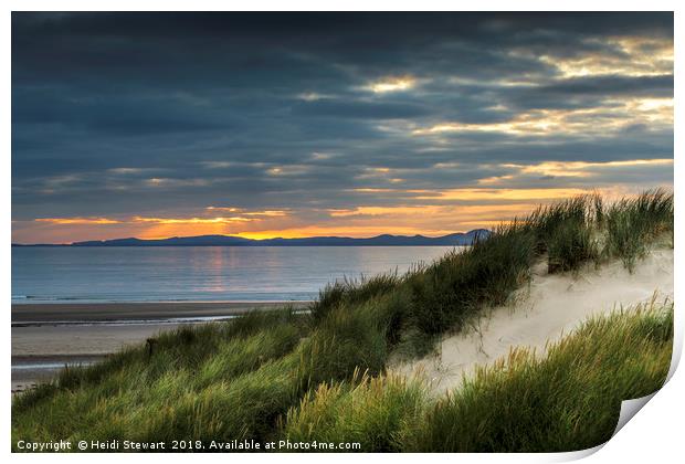Coastal Sunset at Harlech Beach North Wales Print by Heidi Stewart