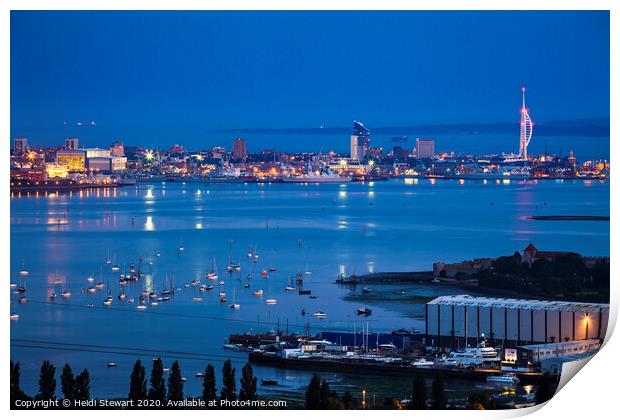 Portsmouth Harbour at Night, Hampshire, England Print by Heidi Stewart