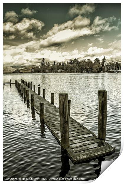 Wooden Jetty at Bowness-On-Windermere  Print by Heidi Stewart