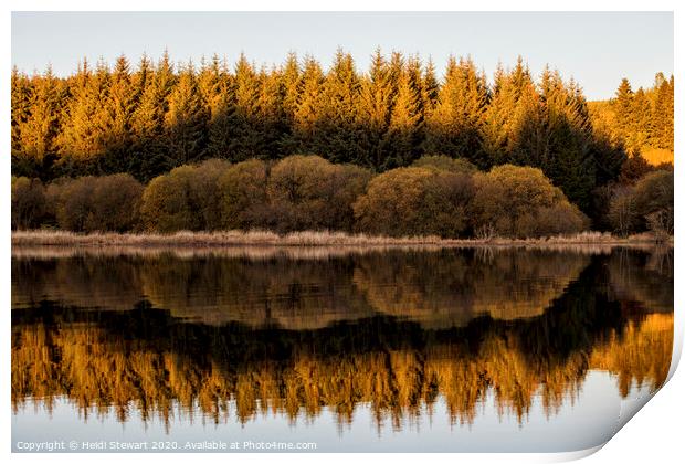 Llwyn Onn Reservoir Autumnal Reflections Print by Heidi Stewart