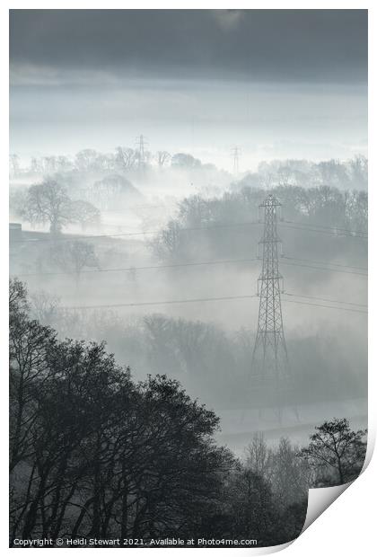 Misty Winter Morning on Caerau Hillfort, Llantrisa Print by Heidi Stewart