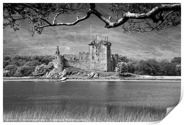 Kilchurn Castle, Scotland in Mono Print by Heidi Stewart