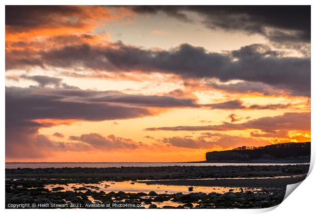 Sunset on Llantwit Beach Print by Heidi Stewart
