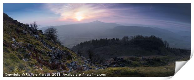 View of Sugarloaf mountain from Skirrid. Print by Richard Morgan