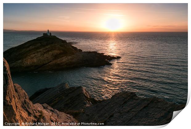 Mumbles Head sunrise Print by Richard Morgan