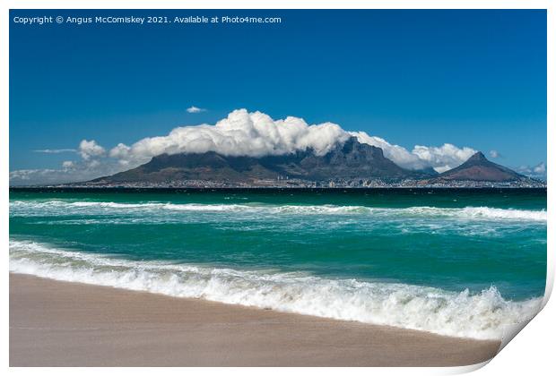 Table Mountain and Lion’s Head from Bloubergstrand Print by Angus McComiskey