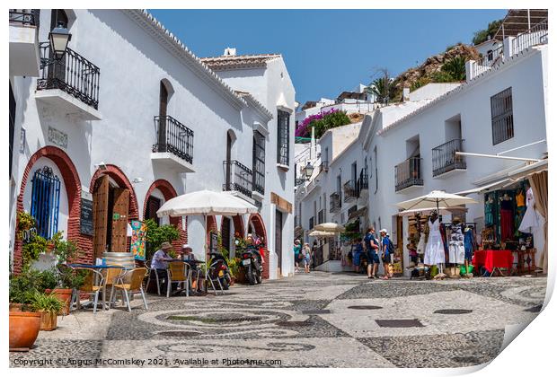 Tourists in Frigiliana in Andalusia, Spain Print by Angus McComiskey