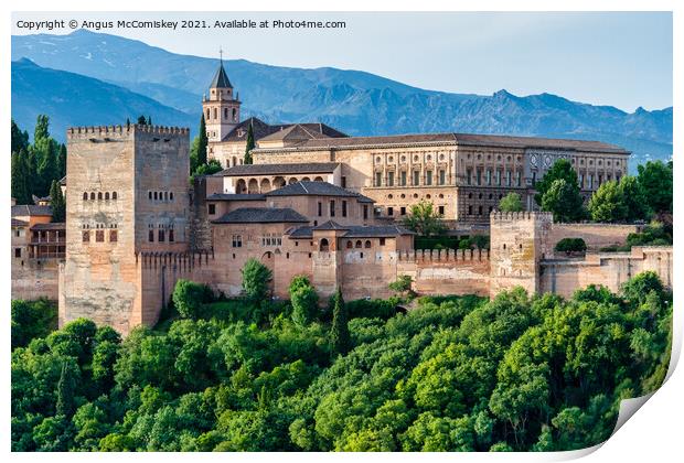 Daybreak at Palace of Carlos V Granada Print by Angus McComiskey