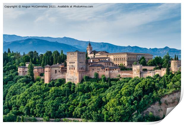Generalife Palace and Palace of Carlos V Granada Print by Angus McComiskey