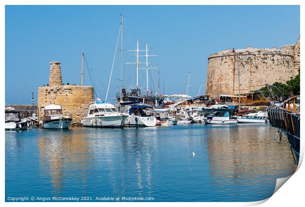 Boats moored in Kyrenia harbour, Northern Cyprus Print by Angus McComiskey