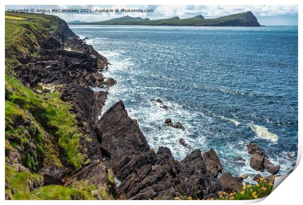 Sea cliffs at Feohanagh on the Dingle Peninsula Print by Angus McComiskey