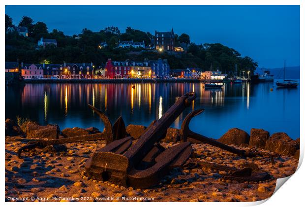 Anchor on quayside at Tobermory by night Print by Angus McComiskey