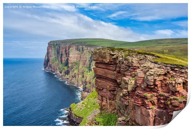 Red sandstone cliffs, Isle of Hoy, Orkney Print by Angus McComiskey