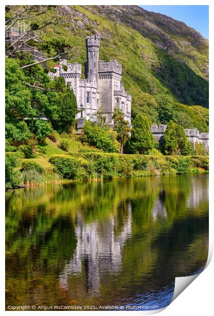 Kylemore Abbey reflections, County Galway Print by Angus McComiskey