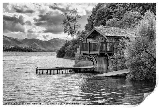 Boathouse on Ullswater mono Print by Angus McComiskey
