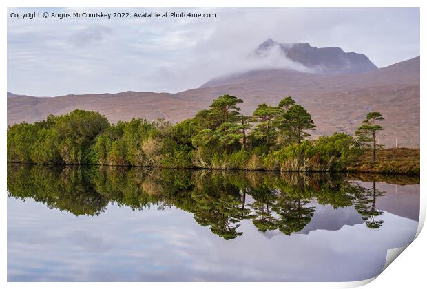 Loch Cul Dromannan reflections, Coigach Peninsula Print by Angus McComiskey