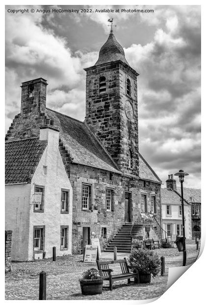 Town House in village of Culross in Fife mono Print by Angus McComiskey