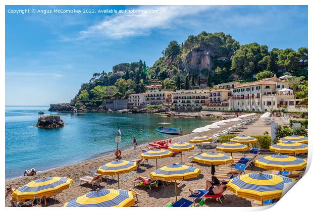 Mazzaro Beach looking south, Taormina, Sicily Print by Angus McComiskey