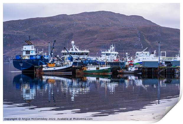 Ullapool harbour reflections, Wester Ross Print by Angus McComiskey